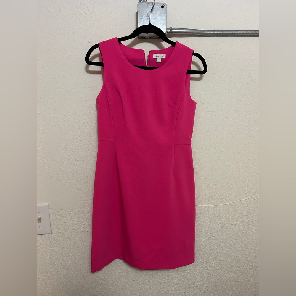 Women’s On 34th Double-Weave Sheath Dress Size 0 Fuchsia Pink